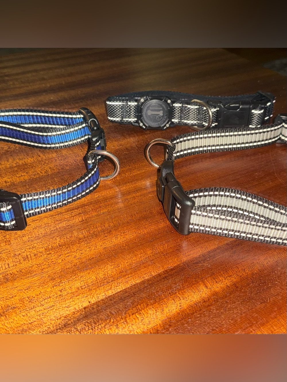 Adjustable Blue, Gray & Black Reflective Dog Collars BUNDLE